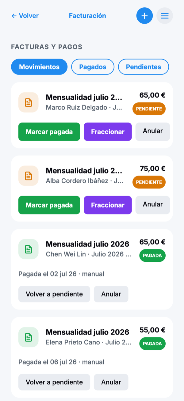 Facturas y pagos